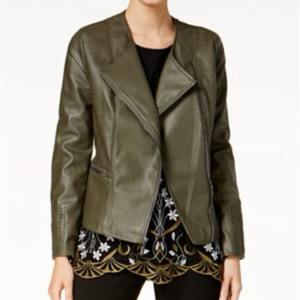 Alfani Women's Leather Jacket in Olive